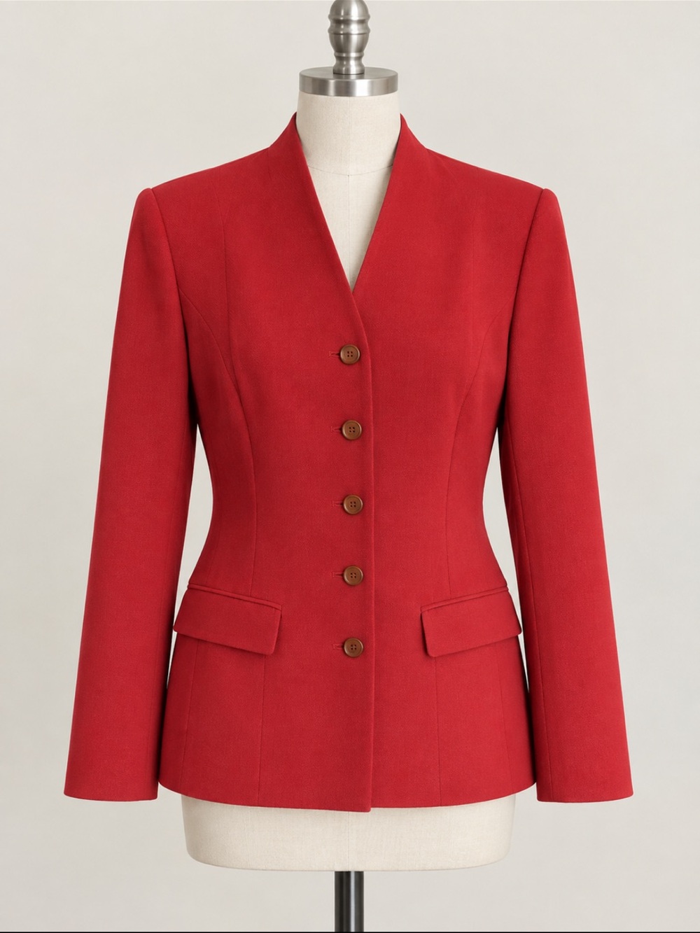 Women’s Red Tailored Button-Front Jacket